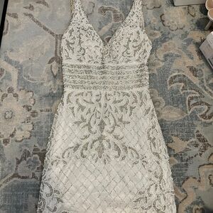 Elegant White and Silver Embellished Dress